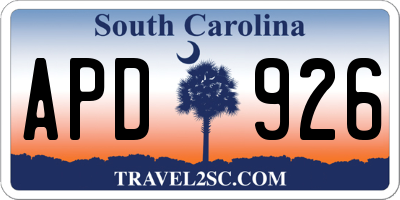 SC license plate APD926