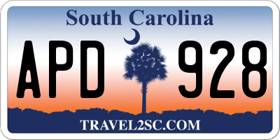 SC license plate APD928