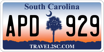 SC license plate APD929