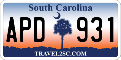 SC license plate APD931