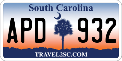 SC license plate APD932