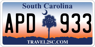 SC license plate APD933