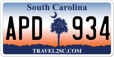 SC license plate APD934