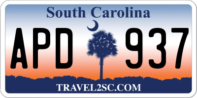 SC license plate APD937