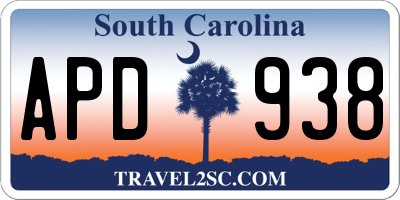 SC license plate APD938