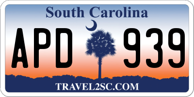 SC license plate APD939