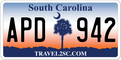 SC license plate APD942
