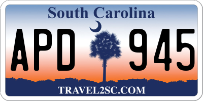 SC license plate APD945