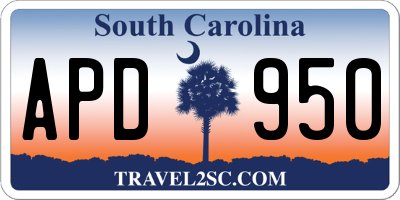 SC license plate APD950