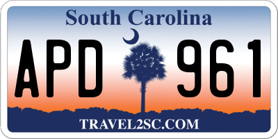 SC license plate APD961