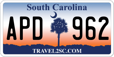 SC license plate APD962