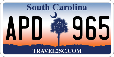 SC license plate APD965