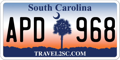SC license plate APD968