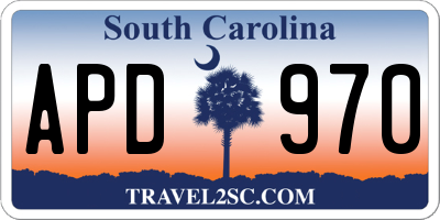 SC license plate APD970