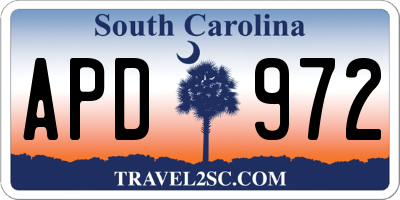 SC license plate APD972