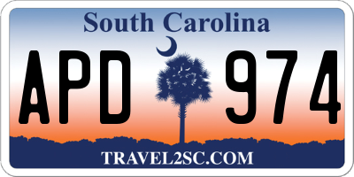 SC license plate APD974