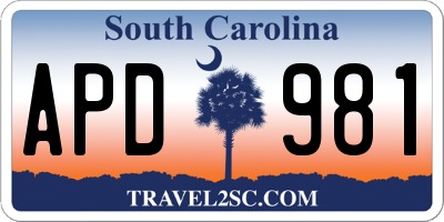SC license plate APD981