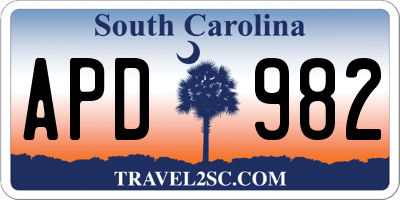SC license plate APD982