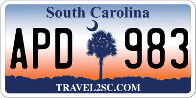 SC license plate APD983