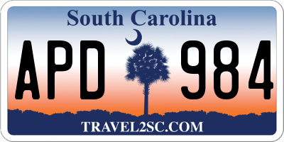 SC license plate APD984