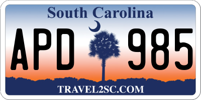 SC license plate APD985