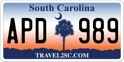 SC license plate APD989