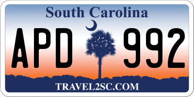 SC license plate APD992