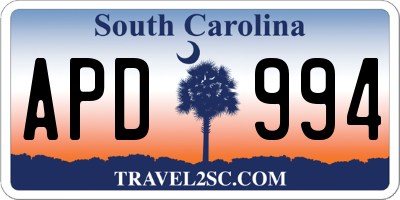 SC license plate APD994