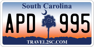 SC license plate APD995