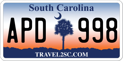 SC license plate APD998