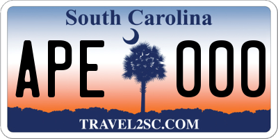 SC license plate APE000