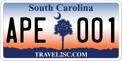 SC license plate APE001