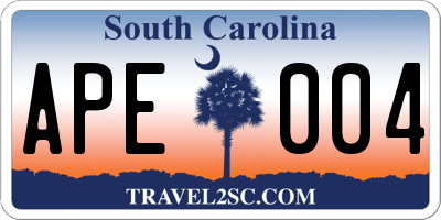 SC license plate APE004