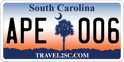 SC license plate APE006