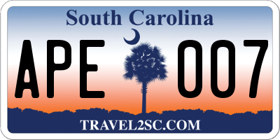 SC license plate APE007