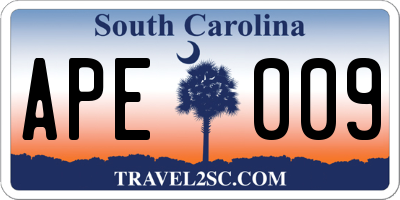 SC license plate APE009