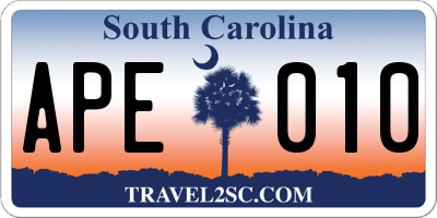 SC license plate APE010