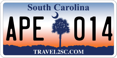 SC license plate APE014