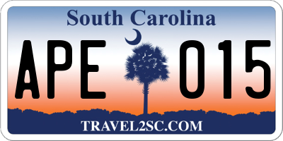 SC license plate APE015