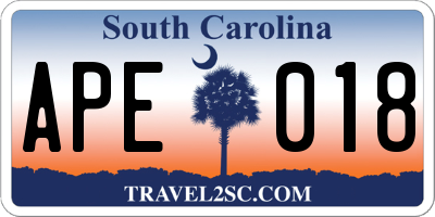 SC license plate APE018