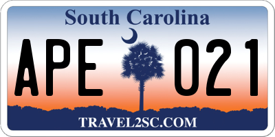 SC license plate APE021