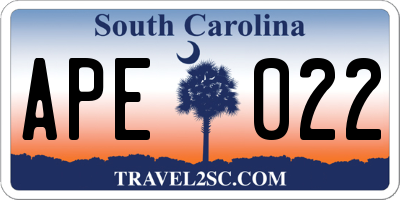 SC license plate APE022