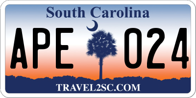 SC license plate APE024