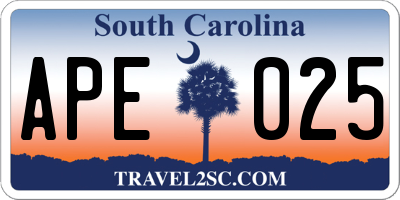 SC license plate APE025