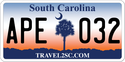 SC license plate APE032