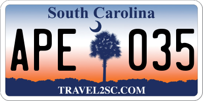 SC license plate APE035