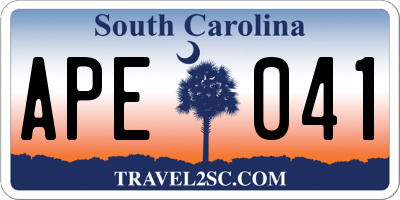 SC license plate APE041
