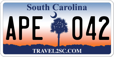 SC license plate APE042