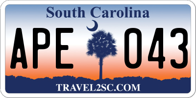 SC license plate APE043