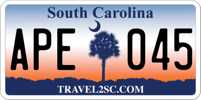 SC license plate APE045